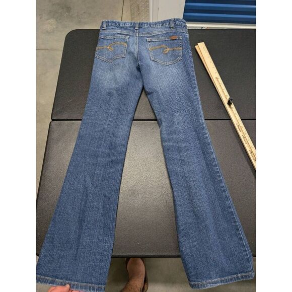 Justice Premium Jeans Simply Low Medium Wash Blue Jeans Bootcut Leg Kids 14R - Picture 3 of 9